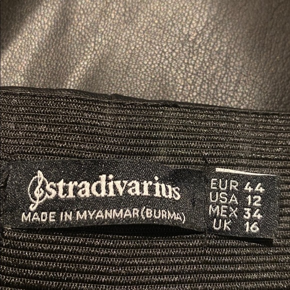 ASOS Stradivarius Faux Vegan Leather Pants Split Front Detail Black Sz 14 - Picture 8 of 11